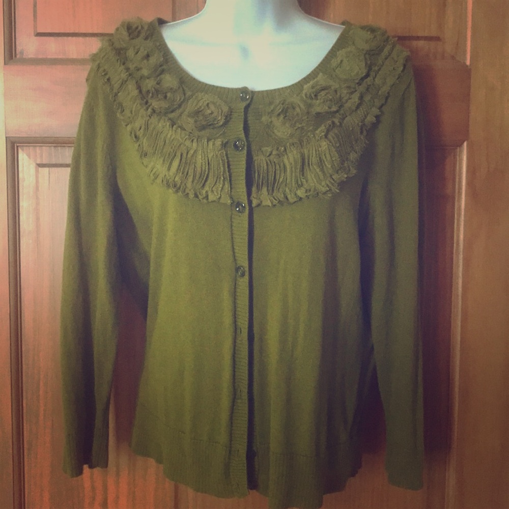 Olive button up cardiga